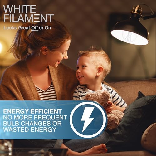 Sylvania A19 Clear LED White Filament Bulb, 6.5W, Dimmable, 800 LMS, Medium Base, 2700K, Soft White - 6 Pack (42640)