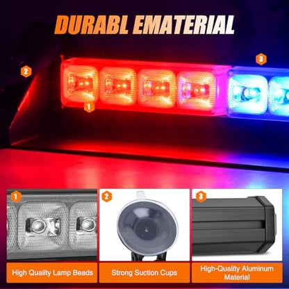 Nilight 8LED Red Blue Traffic Advisor Strobe Light Bar Hazard Safety