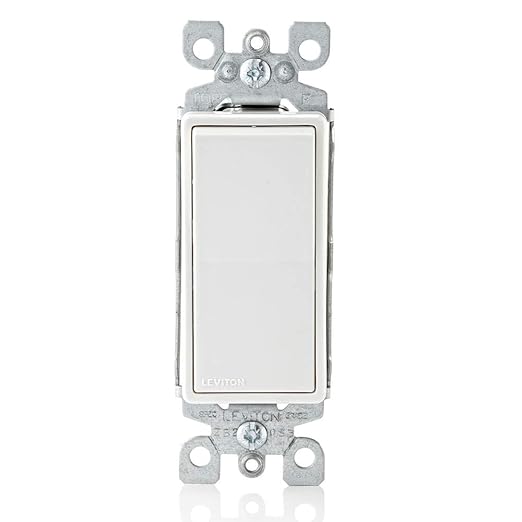 Leviton 15 Amp, 120/277 Volt, Decora Rocker Single-Pole AC Quiet Switch, Residential Grade, Grounding, 5601-2W, White