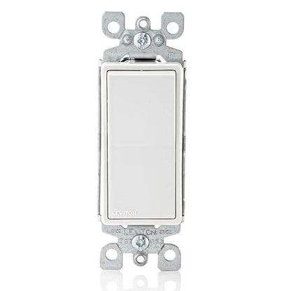 Leviton 15 Amp, 120/277 Volt, Decora Rocker Single-Pole AC Quiet Switch, Residential Grade, Grounding, 5601-2W, White