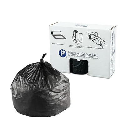 Inteplast VALH3860K22 HDPE Waste Can Liner, 0. 74 Mil, Star Seal, 38" x 58", Black (6 Pack of 25)