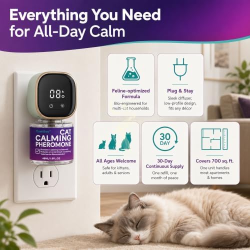 Smart Cat Calming Pheromone Diffuser, 2 Diffuser + 6 Refills