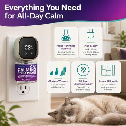 Smart Cat Calming Pheromone Diffuser, 1 Diffuser + 3 Refills