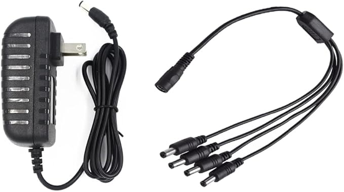 Camera Power Adapter with 4-Way Power Splitter for CCTV Home Security Camera Surveillance System