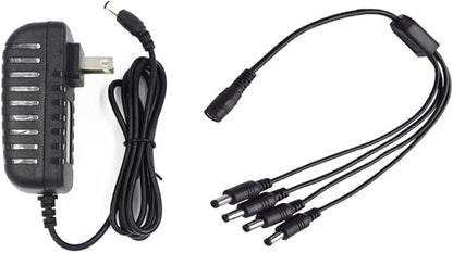 Camera Power Adapter with 4-Way Power Splitter for CCTV Home Security Camera Surveillance System