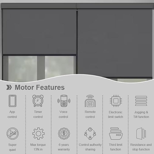 Matter Over WiFi Smart Roller Shade Motor, Wired Electric Blind Motor, 10N.m etrofit Kit, Compatible with Apple HomeKit, Alexa, Google Home and SmartThings (Φ50mm (2") Groove Tube)