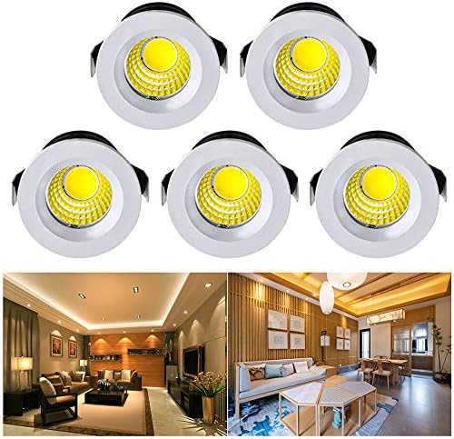 5Pack 1 inch Recessed LED Lights, 3W Mini Recessed LED Lights AC110V
