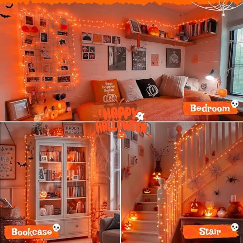JMEXSUSS 100 LED USB Orange Fairy Lights Plug in, 33 Ft Orange Lights