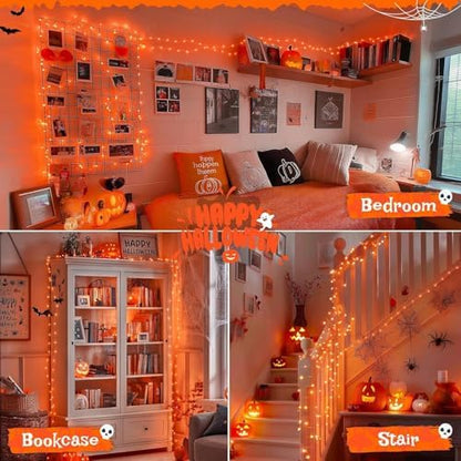 JMEXSUSS 100 LED USB Orange Fairy Lights Plug in, 33 Ft Orange Lights