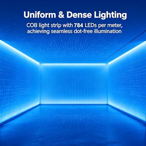 JOYLIT 24V COB LED Strip 16.4FT RGB+6000K 784 LEDs/M Dotless for DIY