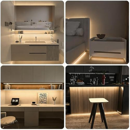WOBANE Dimmable Under Cabinet Lights,9.8ft COB LED Light Strip with Remote