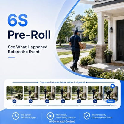 SOIADV 2.5K Window Camera Wireless,No-Drill Install,2.4GHz & 5GHz WiFi Indoor Dome Cameras for Home Security,AI Human Detection, 6s Pre-Roll, Battery Powered,4MP Color Night Vision,SD/Cloud