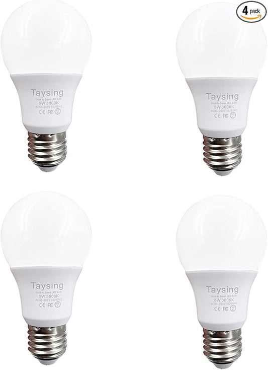 Taysing LED 40W Equivalent Smart Light Sensor Bulb, 5W 500lm E26 Soft White 4 Pack, Dusk to Dawn Light Bulbs for Indoor/Outdoor Use