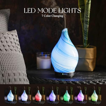 Porseme Essential Oil Diffuser 150ml Handmade Glass Diffuser 6H Runtime