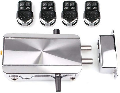 Remote Control Door Lock, Smart Wireless Anti-Theft Lock, Keyless Entry Lock, Intelligent Home Door Lock with 4 Remote Control for Home/Hotel/Apartment (130 x 75 x 37mm, Automatic)