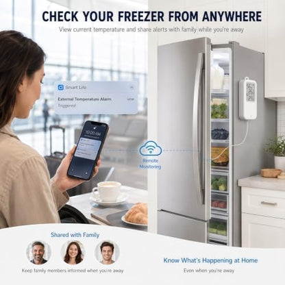 DAYTECH WiFi Freezer Alarm Thermometer, 1 Pack with App Alerts