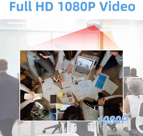 1080P HD Video Wireless Camera Smoke Detector Hidden Camera for Home Security with App Control & Motion Detection, WiFi Indoor Security Camera with Night Vision for Office, Pet, Garage, Shop