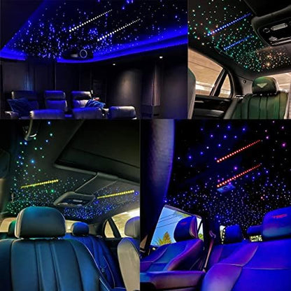 AZIMOM Dual Color 32W Fiber Optic Starlight Headliner Kits1300pcs 0.03in 13.1ft, RGB Meteor Shooting Star, Sound Activated Remote APP Control Home Car Ceiling Décor