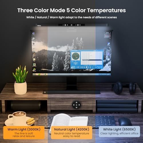 Monitor Light Bar with Remote Control,USB Computer Lamp,Eye-Care Screen Bar,Adjustable Color Temperature,Stepless Dimming,No Glare Desk lamp Home Office Game,(BM-ES1 PLUS)