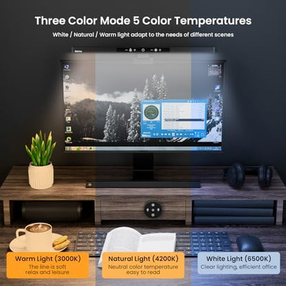 Monitor Light Bar with Remote Control,USB Computer Lamp,Eye-Care Screen Bar,Adjustable Color Temperature,Stepless Dimming,No Glare Desk lamp Home Office Game,(BM-ES1 PLUS)