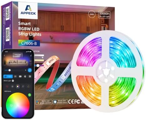 APPECK 32.8ft LED Strip Lights, RGBW Strip Lighting with APP Control