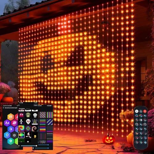 Dazzle Bright Smart Curtain Lights, 400LED 6.6FT x 6.6FT Color Changing Halloween Christmas Lights with Remote & APP, Dynamic DIY Fairy String Lights for Indoor Outdoor Bedroom Decorations