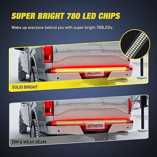 Nilight Truck Tailgate Light 48" Aluminum Frame Triple Row 780 LED Strip