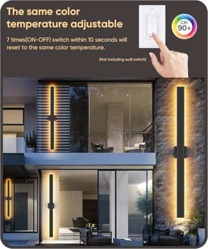 Aipsun 39.4" Black LED Outdoor Wall Light, Linear Exterior Lighting Fixture