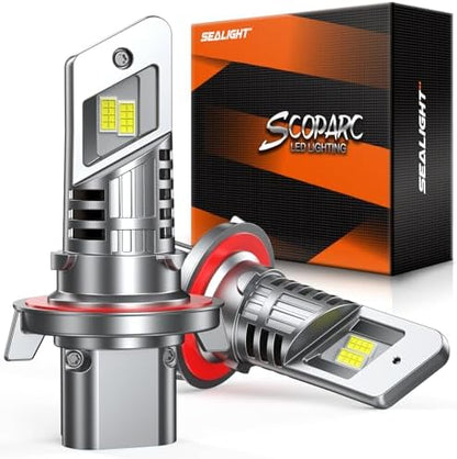 SEALIGHT 9008/H13 Bulbs, 900% Brightness 50000LM Super Brighter, 1:1 Size Fog Lights, 6500K Cool White, 70000Hrs Long Service Life with Cooling Fan, 3MIN Play and Plug, Pack of 2