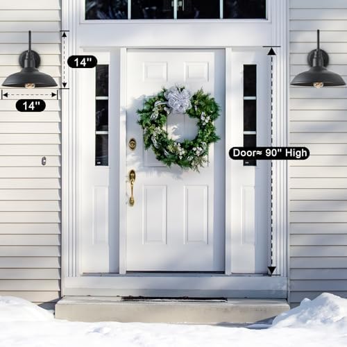 14 Inch Gooseneck Barn Lighting Outdoor Large Exterior Gooseneck Light Fixtures, Matte Black Farmhouse Barn Lights 2 Pack Outside Goose Neck Deck Wall Sconce for House, Garage