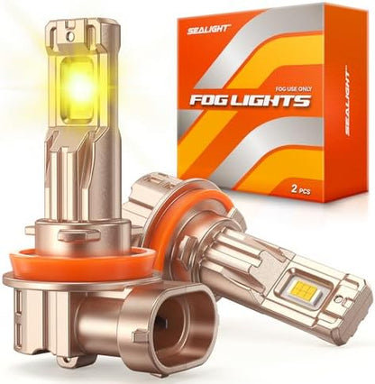 SEALIGHT H11/H16/H8 Yellow LED Fog Light Bulbs, 18000LM 3500K Yellow-2 Pack