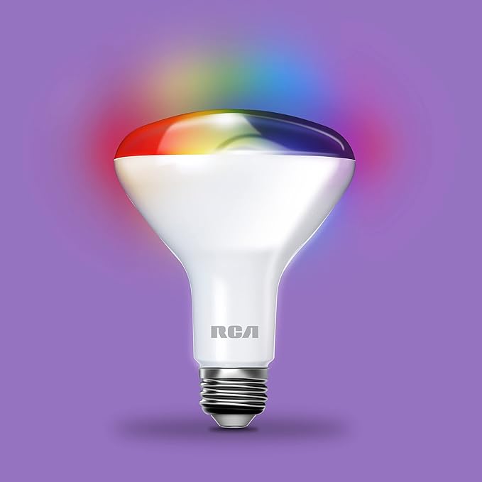 RCA WiFi LED Smart Light Bulb, 1-PK | Indoor Flood Light, 9W (60W Equiv) Multicolor & White LED Light Bulb, Dimmable & Tunable BR30 Smart Bulb, Google & Alexa Light Bulb Compat, Control from Anywhere