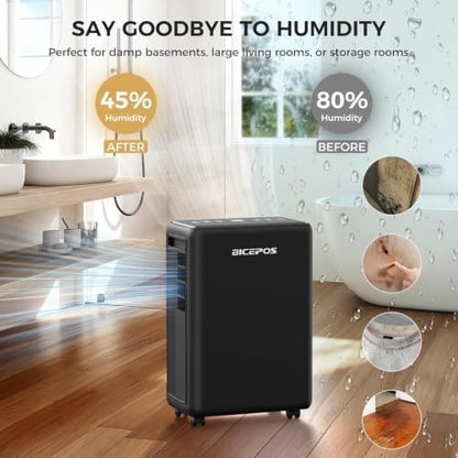 2000 Sq.Ft Dehumidifier Basement, 30 Pints, Heavy-Duty Compressor