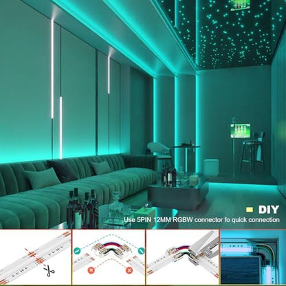 JOYLIT 24V COB LED Strip 32.8FT RGB+6000K 784 LEDs/M Dotless for DIY