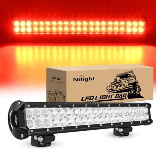 Nilight LED Light Bar 20 Inch 126W Spot Flood Combo Red Beam