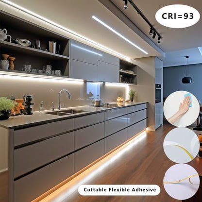 BENLUN 12V COB LED Under Cabinet Strip Lighting Cuttable 32.8ft for Kitchen