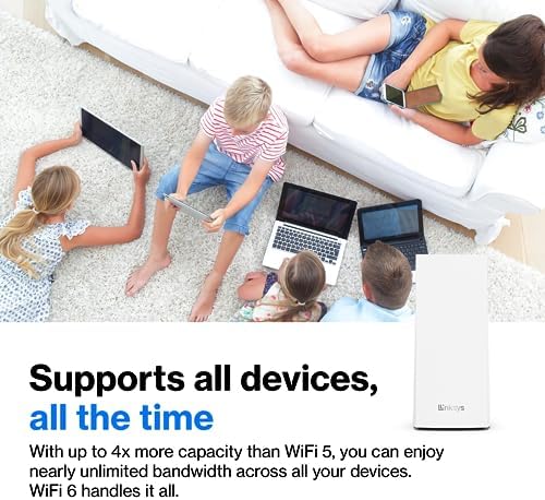 Linksys AX4200 Smart Mesh Wi-Fi 6 Router Whole Home WiFi Mesh System, Tri-Band AX Wireless Gigabit Mesh Router, Fast Speeds up to 4.2 Gbps, coverage up to 2,700 sq ft, up to 40 devices,1-Pack (MX4200)