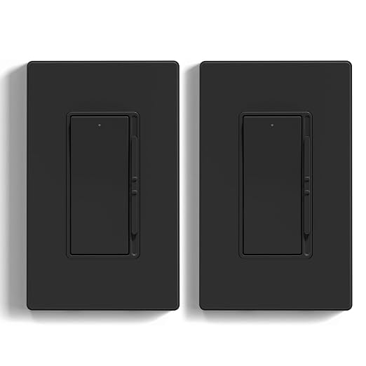 ELEGRP Dimmer Light Switch for 300W Dimmable LED/CFL Lights and 600W INC/HAL Bulbs, Single Pole/3-Way LED Slide Dimmer Light Switch, Wall Plate Included, UL Listed, 2 Pack, Matte Black