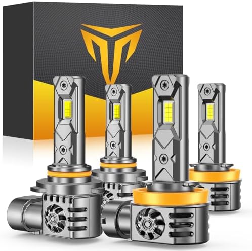 FORENNER 2026 NewGen H11/H9/H8 9005/HB3 Light Bulbs Combo, 150000LM 1200% 6500K Enhance Bright, 1:1 Mini Size H9 H8 HB3 Fog Lights, IP68 Waterproof CANbus Ready Plug and Play, Pack of 4