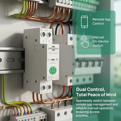 Smart Switch, 1-63A Adjustable WiFi Breaker, 20 PCS | Smart Life/Tuya APP Remote Control Monitor Voltage Power Energy Usage, Compatible with Alexa Google Home, DIN Rail Mountable
