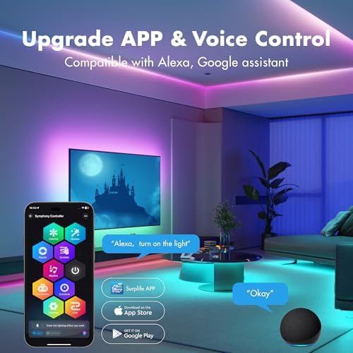 LED Strip Lights, 50FT Smart IC RGB WiFi Voice Controlled LED Lights