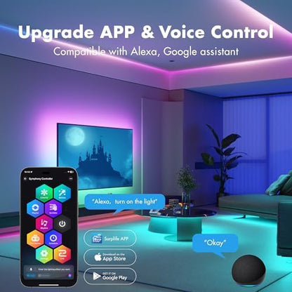 LED Strip Lights, 100FT Smart IC RGB WiFi Voice Controlled LED Lights