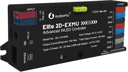 GLEDOPTO Elite ESP32 WLED LED Controller with Ethernet Music Sound Reactive UART Energy Save Relay 20A Pluggable Fuse DIY Dynamic for WS2811 WS2812 SK6812 WS2815 Digital Addressable RGB IC Strip Light
