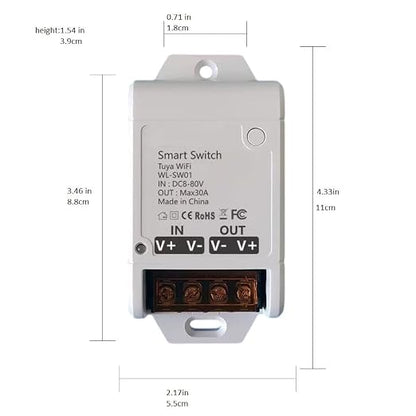 DC 8-80V 30A Tuya App WiFi Remote Smart Switch