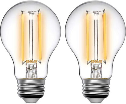 RCA Smart Light Bulbs, WiFi LED Light Bulb, Tunable Dimmable A19 Amber LED Bulbs, 8W 60W Equiv, 720 Lumens, Alexa & Google Compat, Vintage LED Lights for Bedroom, Smart Home APP, No Hub Req (2)
