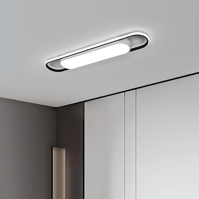 28.3Inch Cool White Modern LED Ceiling Lighting,40W High Brightness Metal Linear Ceiling Lamp,6500K Simple Long Light for Kitchen Dining Living Room Laundry, Garage Cloakroom Lighting