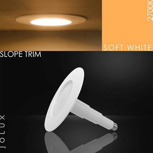 Jolux 4-Pack 5/6" LED Can Lights Retrofit Recessed Lighting,12W=60W,2700K SoftWhite,800 Lumens,Dimmable Adjustable Retrofit Downlight,ETL,Damp Rated,Simple Installation Can Lights,Bevel Trim