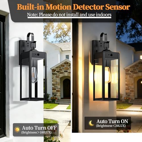 18'' Large Motion Sensor Outdoor Lights, Dusk to Dawn Porch Light