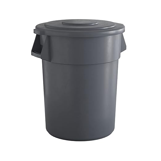 55 Gallon Gray Round Commercial Trash Can with Lid, Heavy-Duty Food Grade NSF Certified, Perfect for Restaurant, Office, School, Garage, Backyard, Workshop, Warehouse