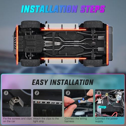 Nilight 4PCS Aluminum RGB Underglow LED Strip Lights with APP & Remote